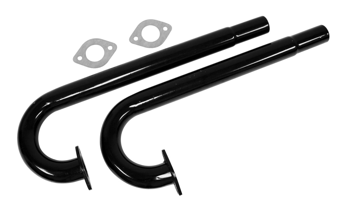 EMPI 1-1/2 inch black heater box delete J-tubes pair with gaskets, 00-3357-6, VW Type 1 and 2 upright