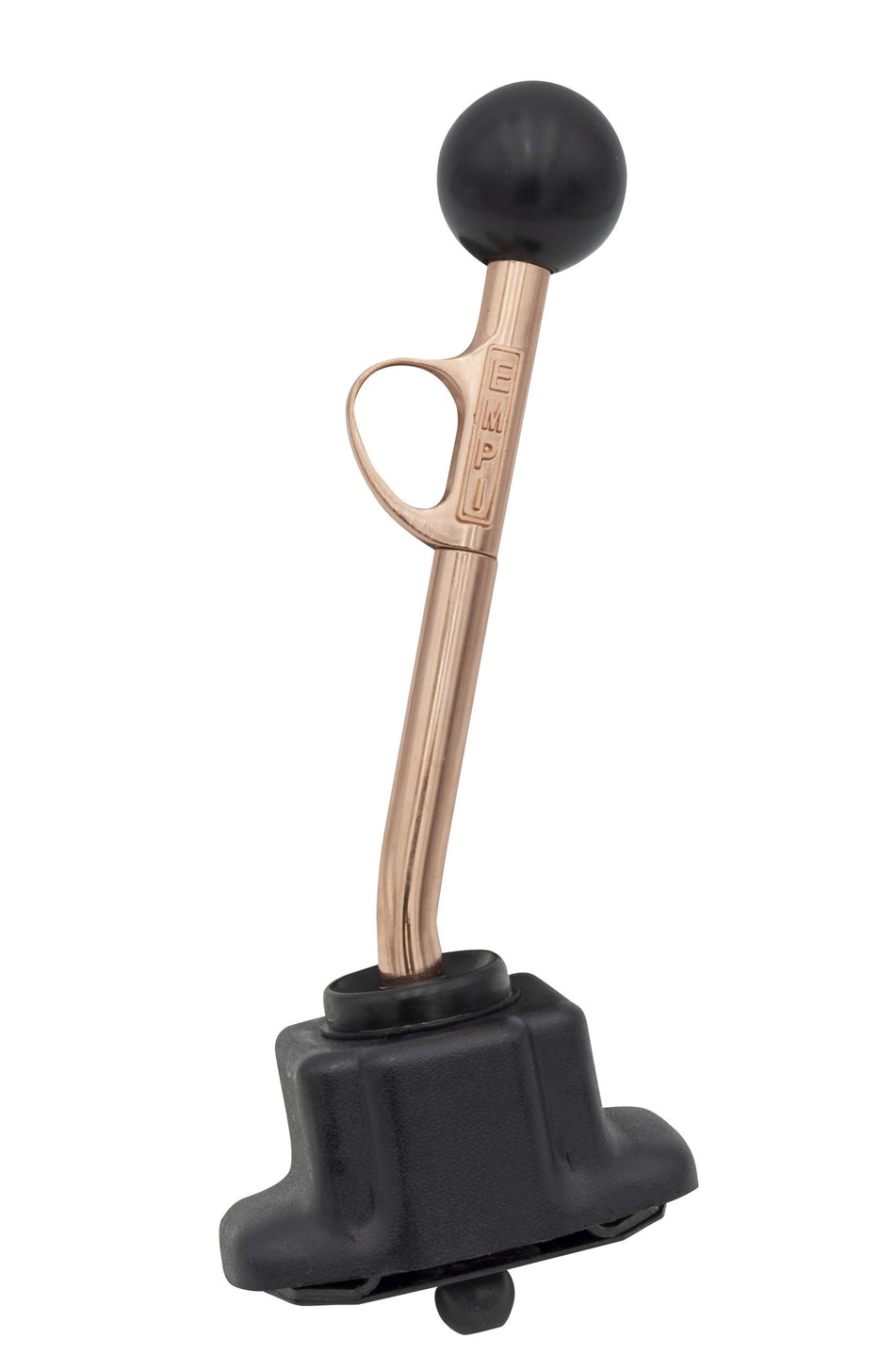 EMPI 00-4472-0 copper-plated trigger shifter, short 12 in. O.A.L. with black knob, VW Type 1, Ghia, Type 3 and Thing