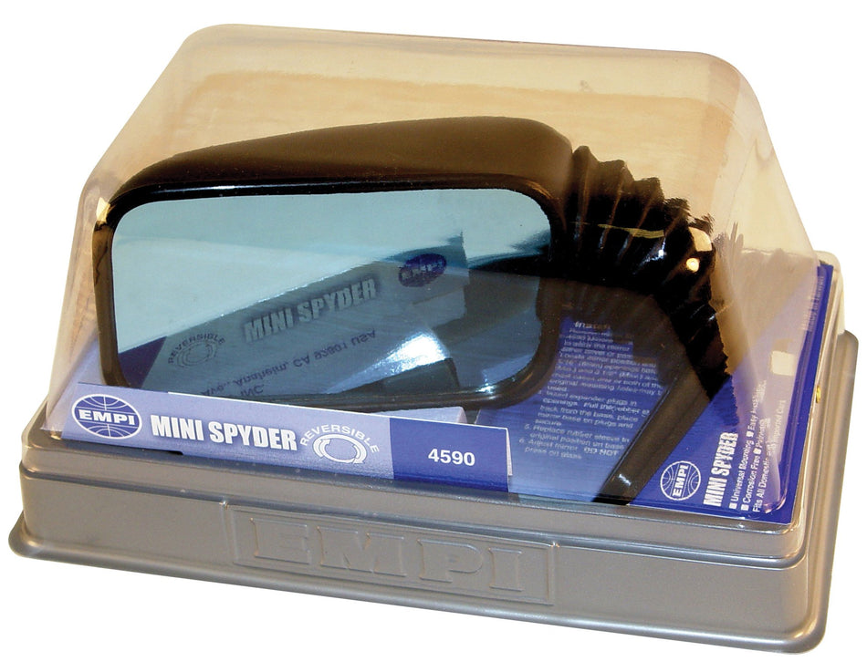 EMPI 00-4590-0 Mini Spyder Mirror detail view, Baby Turbo style, blue tinted glass for air-cooled VW