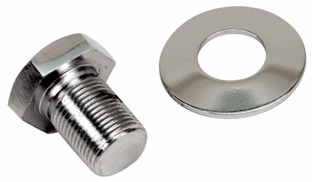 EMPI 00-9118-0 extra long chrome crank pulley bolt and washer for VW Type 1 bolt-in sand seal pulleys — main view