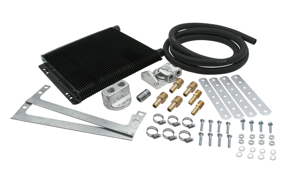 EMPI 00-9262-0 96-plate Mesa-style oil cooler kit with bypass adapter, remote filter bracket and hoses