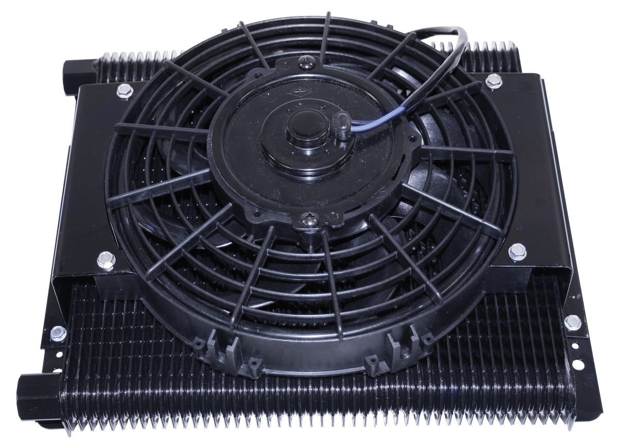 EMPI 96 Plate Competition Oil Cooler & Fan Kit 00-9293-0 with 12V electric fan