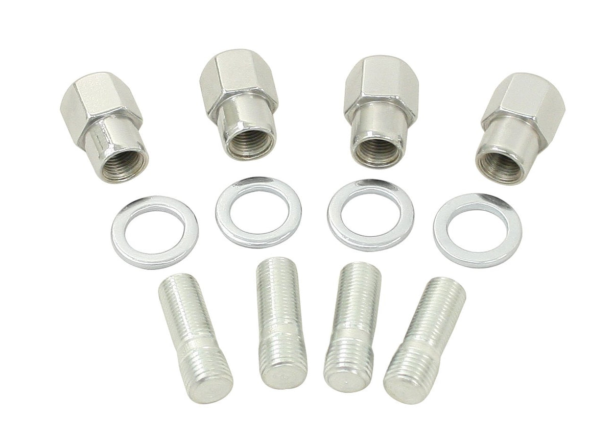 EMPI chrome M14 to 1/2-20 stud and nut kit Mag-Wheel Nuts + Flat Washers for 1968-1979 VW Beetle 4x130, EMPI 00-9511-0