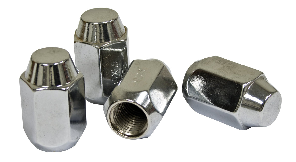EMPI 00-9519-0 chrome lug nuts, M14 x 1.5 60-degree acorn seat, set of 4, for VW stud conversions — main view