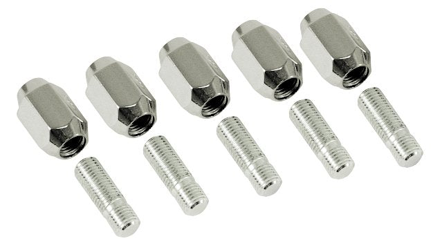 EMPI chrome M12x1.5 stud and nut kit 60° Acorn, for Steel Wheels for 1949-1967 VW Beetle 5x205, EMPI 00-9533-0