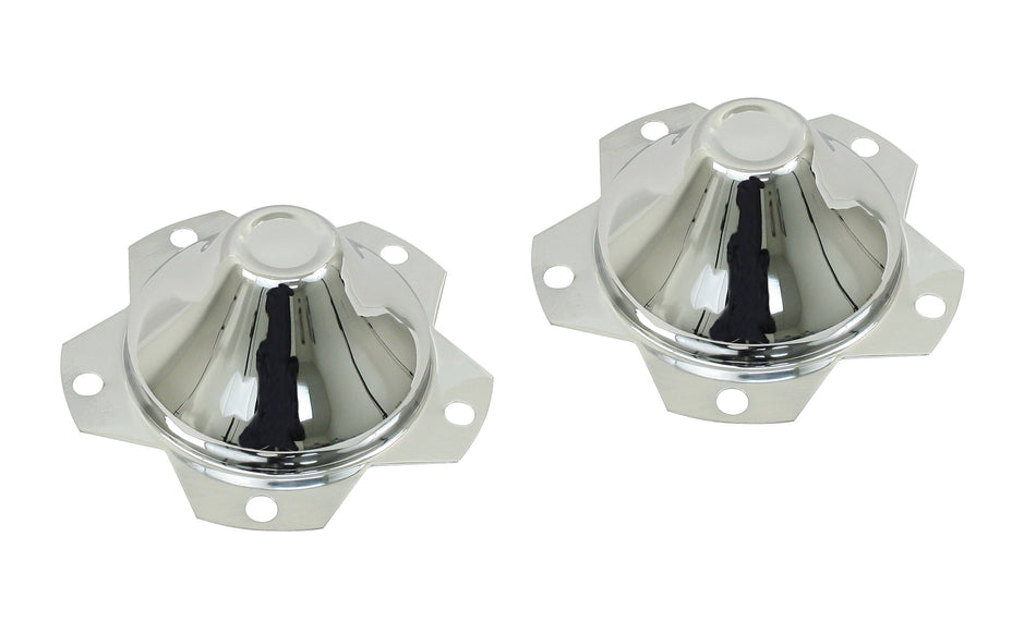 EMPI chrome metal center caps, pair for 1949-1967 VW Beetle 5-lug wheels, EMPI 00-9623-0