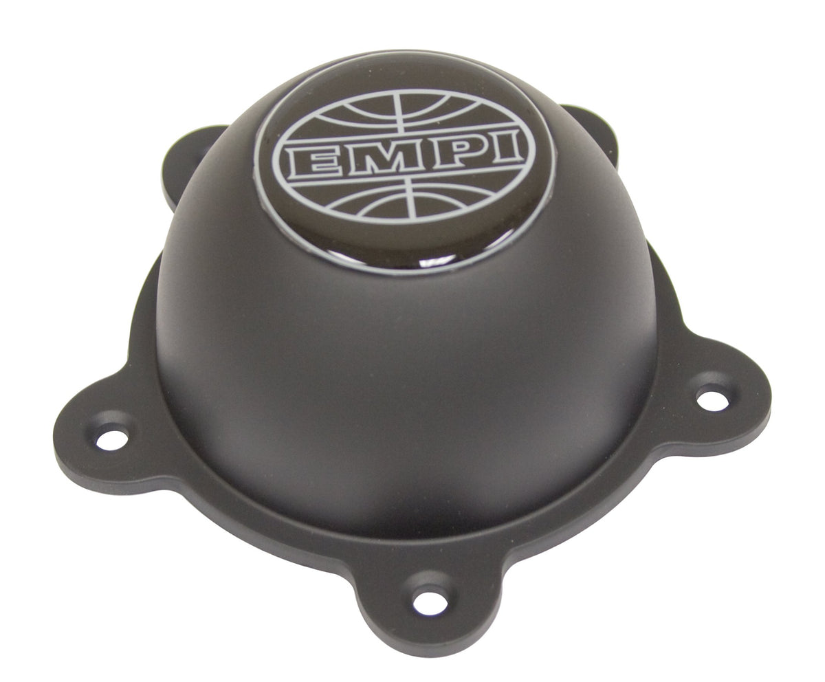 EMPI GT-5 and 5-Rib black center cap with hardware for 1949-1967 VW Beetle 5-lug EMPI wheels, EMPI 00-9641-0