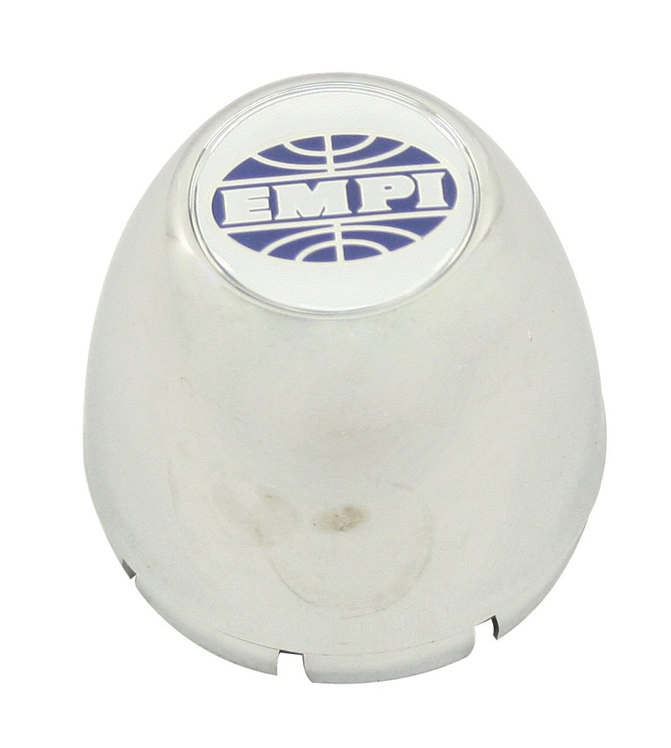 EMPI 8-spoke chrome logo center cap, fits AE for 1968-1979 VW Beetle 4-lug, EMPI 00-9674-0