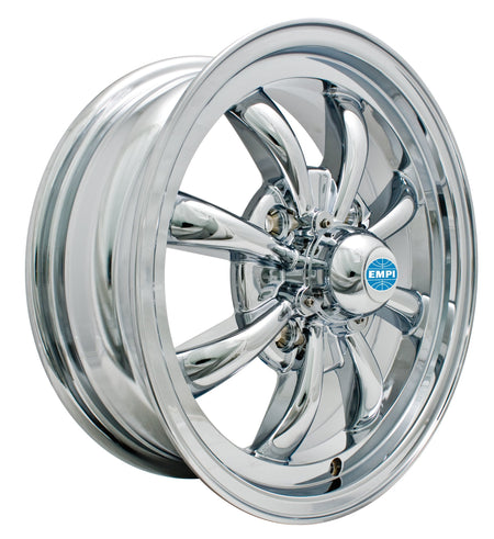 EMPI GT-8 wheel set of 4, chrome, for 1968-1979 VW Beetle, 15x5.5 4x130, EMPI 00-9683-0