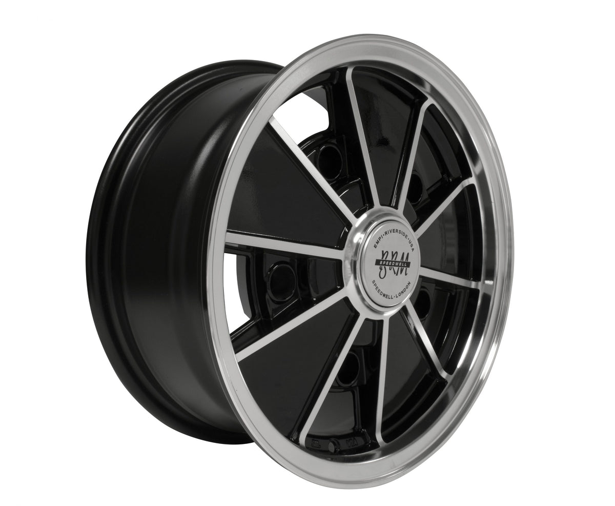 EMPI BRM-style wheel 15x6.5 gloss black for 1949-1967 VW Beetle, 5x205, EMPI 00-9729-0