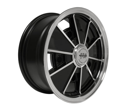EMPI BRM-style wheel 15x6.5 gloss black for 1949-1967 VW Beetle, 5x205, EMPI 00-9729-0