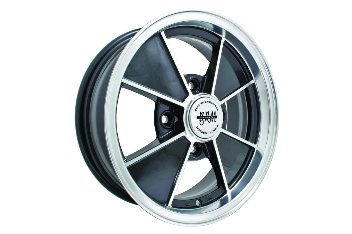 EMPI BRM-style wheel 15x4.5 gloss black for 1968-1979 VW Beetle, 4x130, EMPI 00-9734-0