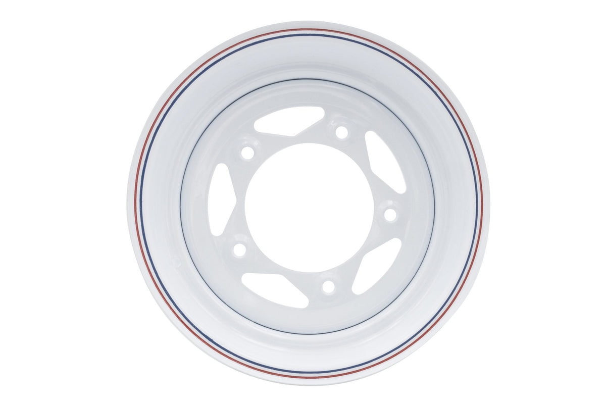 EMPI 10-1014-0 white powder-coated 8-spoke steel wheel, 15x5, 5-lug 5x205 (Series 81), for VW buggy, Baja and off-road