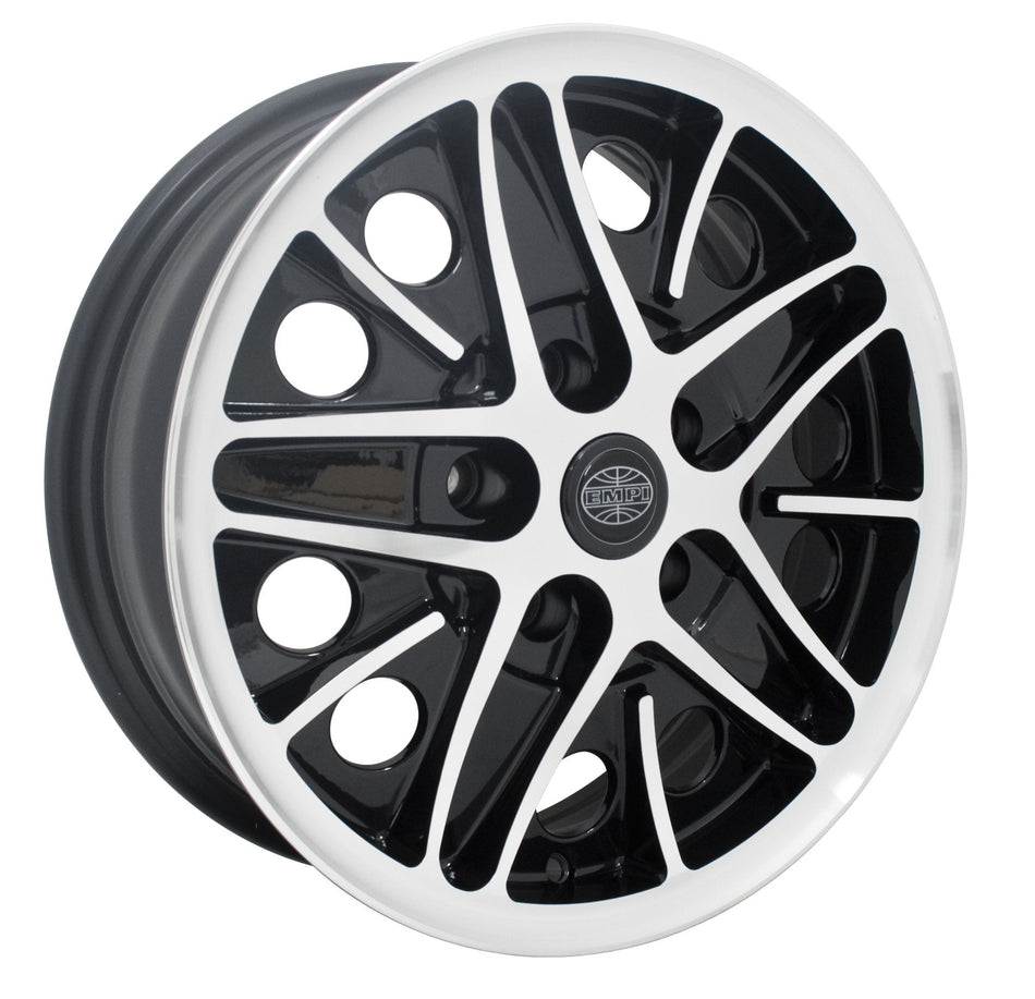EMPI Cosmo mesh wheel, gloss black with polished lip, air-cooled VW