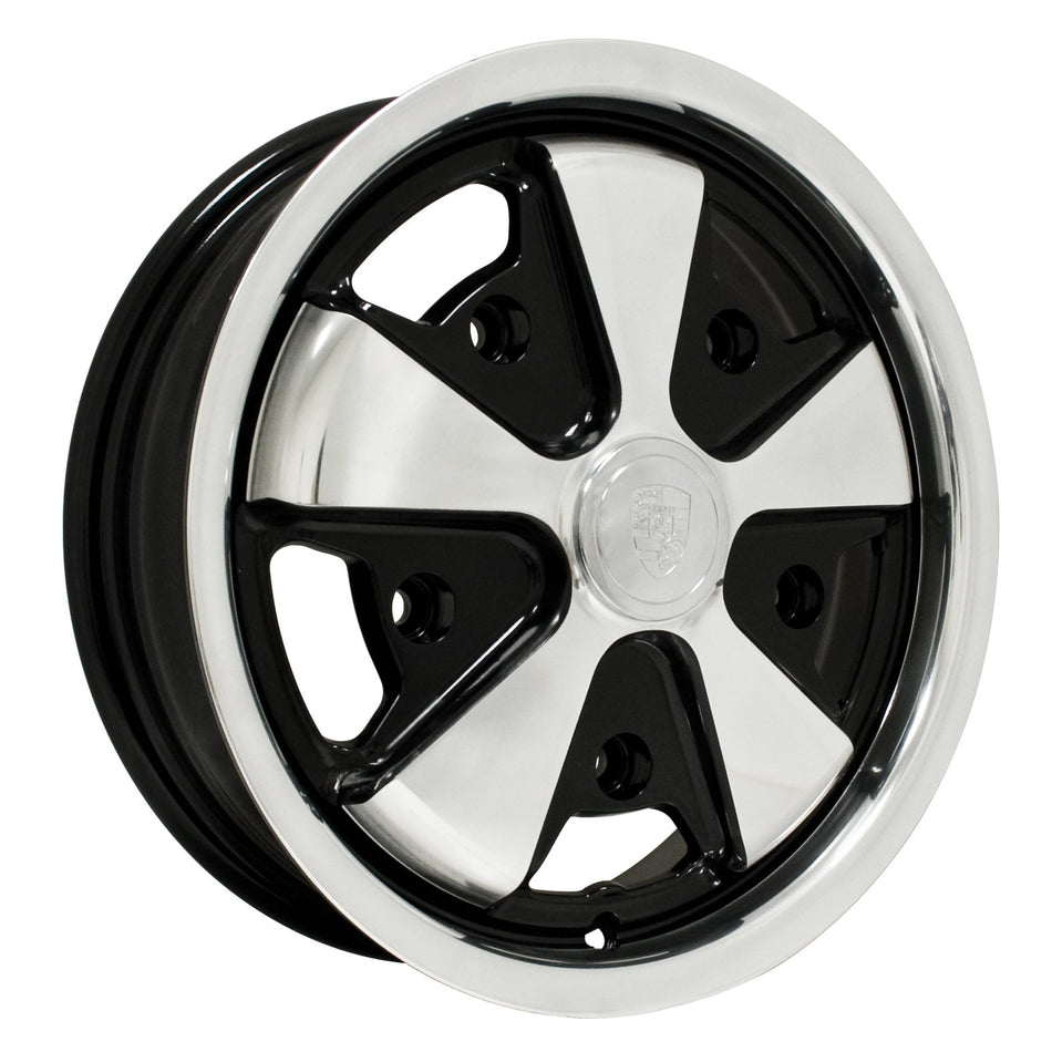 EMPI 10-1108-0 911-style alloy wheel, polished with black, 15x4.5, 5x205 wide-five, air-cooled VW