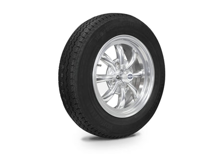 EMPI GT-8 wheel and tire set of 4, Polished 15x5.5, 4x130, Yokohama 165/80R15, for VW Beetle 1968–79, Super Beetle & Ghia, EMPI 10-2001-0