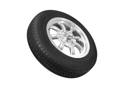 EMPI GT-8 wheel and tire set of 4, Polished 15x5.5, 4x130, Yokohama 165/80R15, for VW Beetle 1968–79, Super Beetle & Ghia, EMPI 10-2001-0