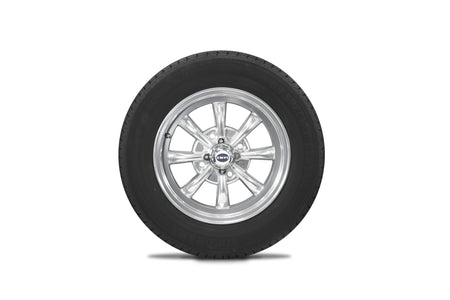 EMPI GT-8 wheel and tire set of 4, Polished 15x5.5, 4x130, Yokohama 165/80R15, for VW Beetle 1968–79, Super Beetle & Ghia, EMPI 10-2001-0