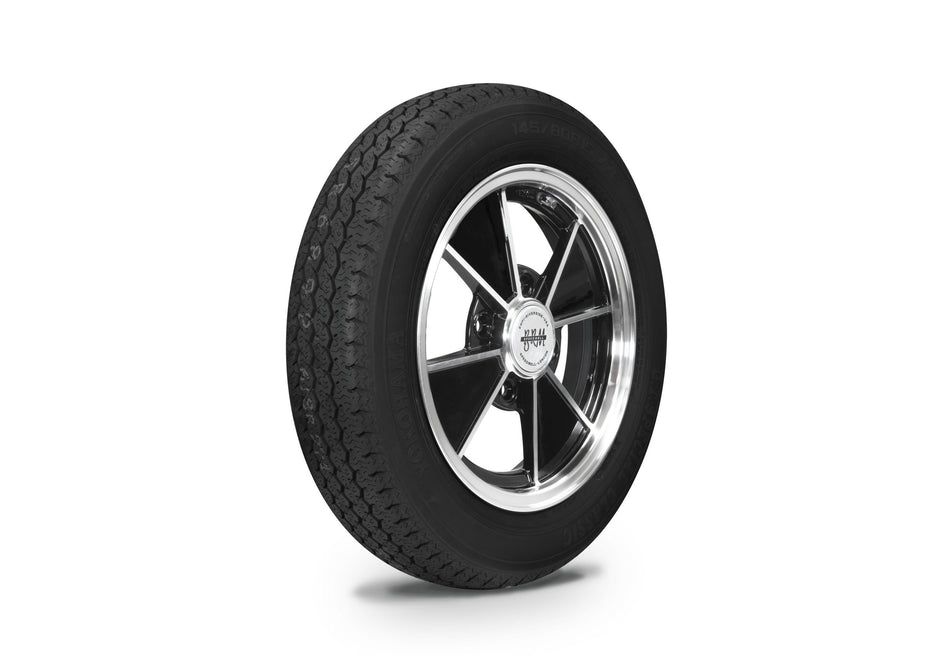 EMPI BRM 15x4.5 front wheel with Yokohama 145/80R15, 4x130, from staggered set EMPI 10-2005-0 for 1968–79 VW Beetle
