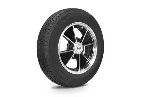 EMPI BRM 15x5.5 black/polished wheel with Yokohama 165/80R15, 4x130, EMPI 10-2006-0 for VW Beetle