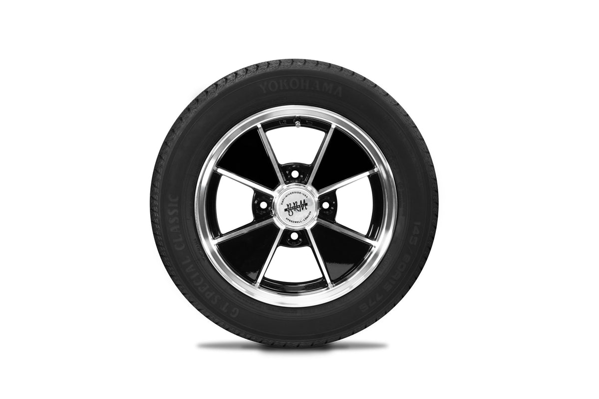 EMPI BRM 15x4.5 wheel and Yokohama GT Special tire detail, 4x130, EMPI 10-2007-0