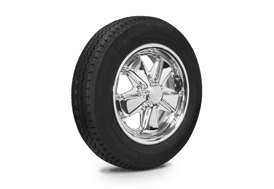 EMPI chrome 911-style alloy wheel with Yokohama GT Special tire, 5x130, EMPI 10-2025-0 for Porsche 911
