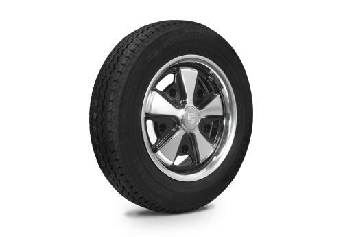 EMPI 911 Fuchs-style alloy wheels on Yokohama GT Special 165/80R15 tires, staggered 5x205 fitment