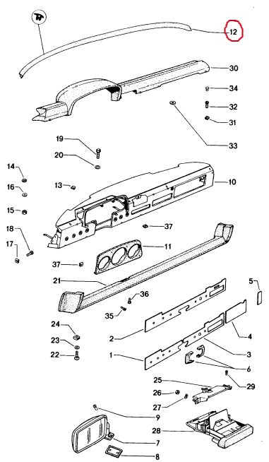 Dash-to-Windshield Seal for Porsche 914 (1970-1976) - Part 91455226310