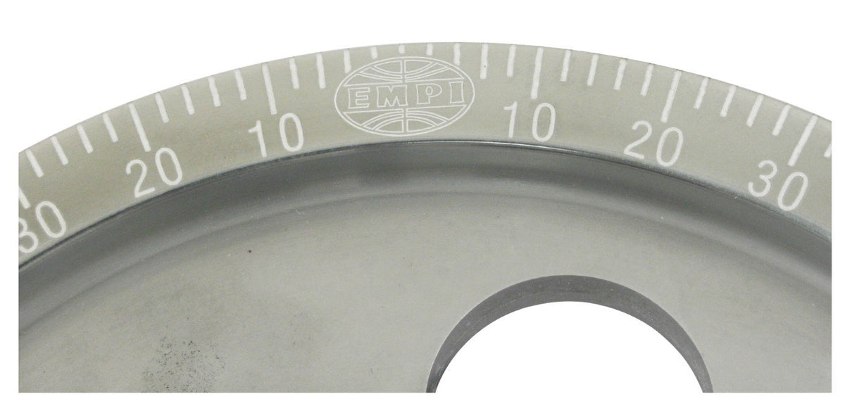 EMPI polished serpentine pulley system 17-2811-0 detail, laser-etched numbers