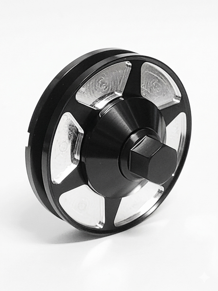 King Performance Billet Pulley System, frenched hub detail, VW Type 1