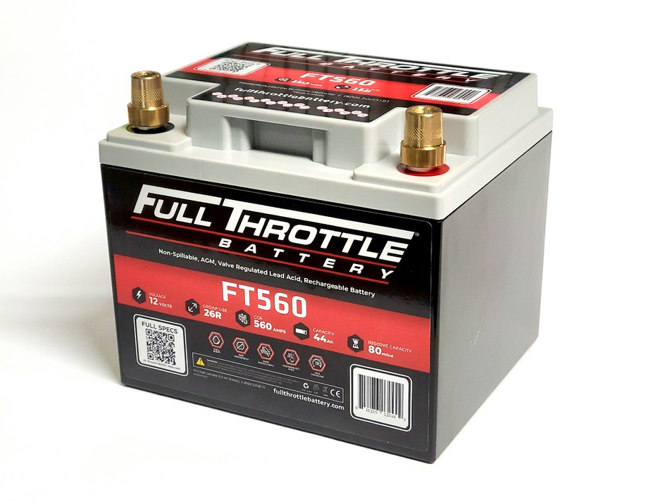 Full Throttle FT560 High-Performance AGM Battery | 12V 560 CCA Group 26R