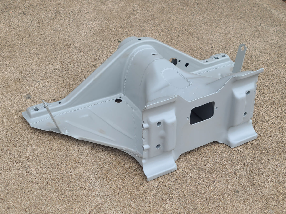 OEM Volkswagen Beetle ball-joint frame head with Napoleon Hat, primed 1966-1979 Beetle, top angled view