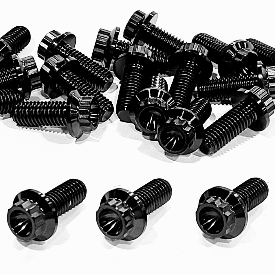 Titanium 22-piece 8mm x 1.25mm bolt kit (PVD coated black)