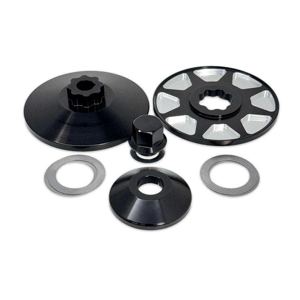 CMI 4.3 inch 8-spoke billet alt/gen pulley kit with nut, spacer and shims (2113)
