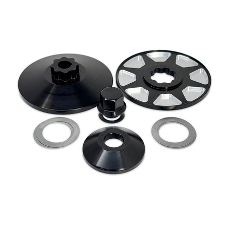 CMI 4.3 inch 8-spoke billet alt/gen pulley kit with nut, spacer and shims (2113)
