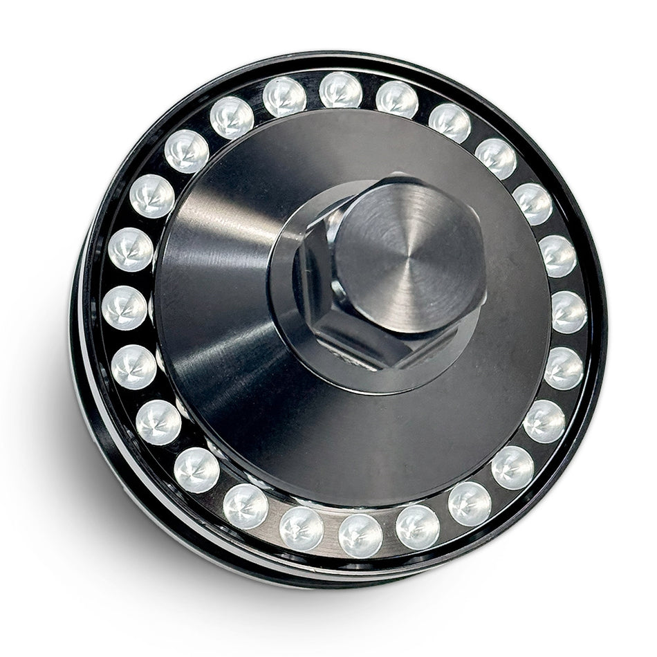 CMI 3.25 inch dimpled billet alt/gen power pulley kit, black anodized, air-cooled VW Type 1 (2115)