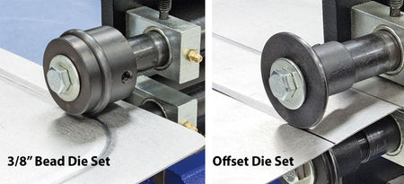 Eastwood 21487 bead roller forming a stiffening bead in sheet metal