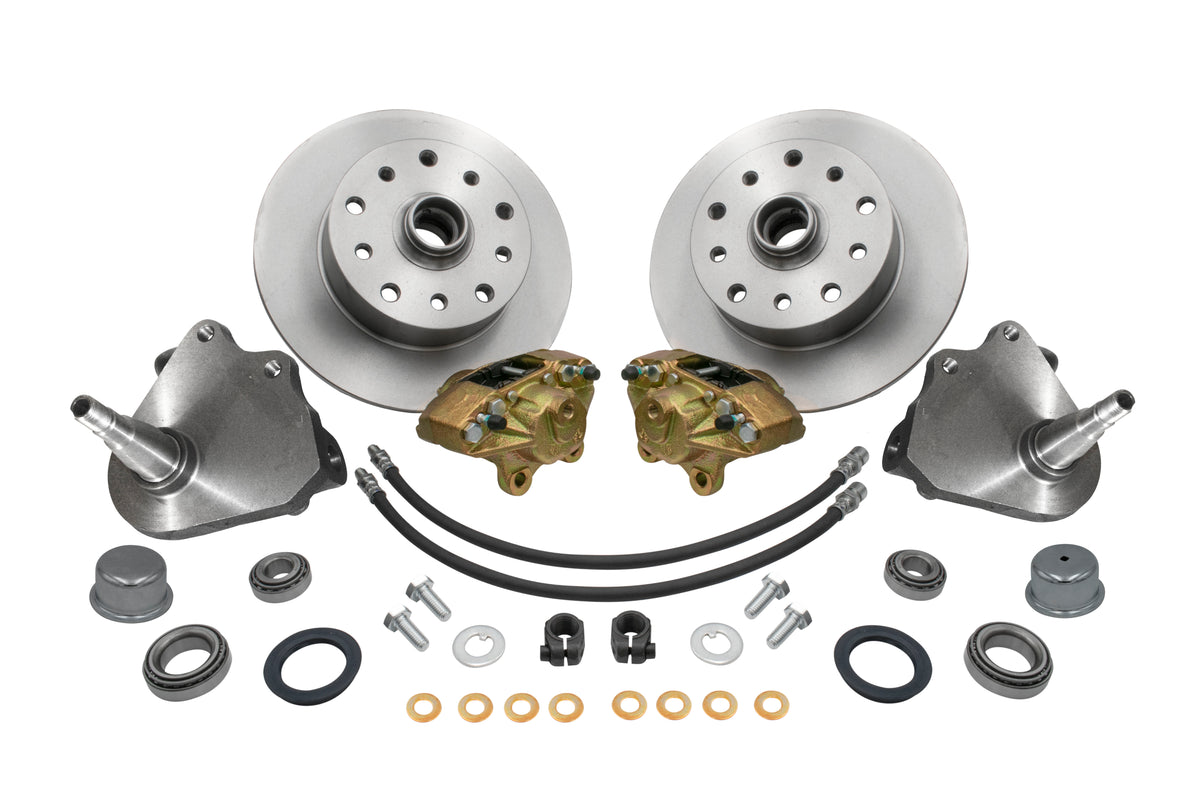 EMPI 22-2882-0 link pin drop spindle front disc brake kit, 5x130 and 5x4.75, for 1954-1965 VW Beetle — main view