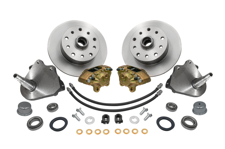 EMPI 22-2882-0 link pin drop spindle front disc brake kit, 5x130 and 5x4.75, for 1954-1965 VW Beetle — main view