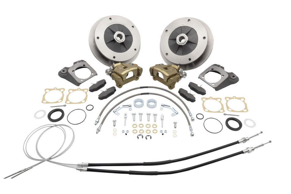 EMPI 22-2906-J rear disc brake kit with e-brake, 5x205 zero offset rotors, for 1968-72 VW Beetle IRS