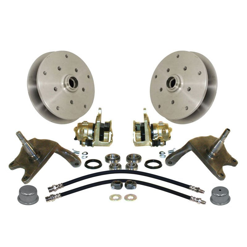 Forged drop-spindle front disc brake kit for VW link pin, 5-lug double-drilled 5x205mm and 5x130mm