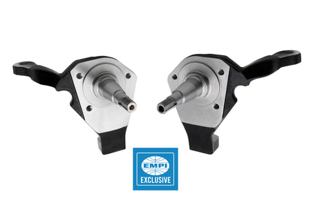 EMPI 22-3975-0 forged 2.5 inch drop spindle set, ball joint drum brake, VW Beetle — EMPI manufacturer photo, main view