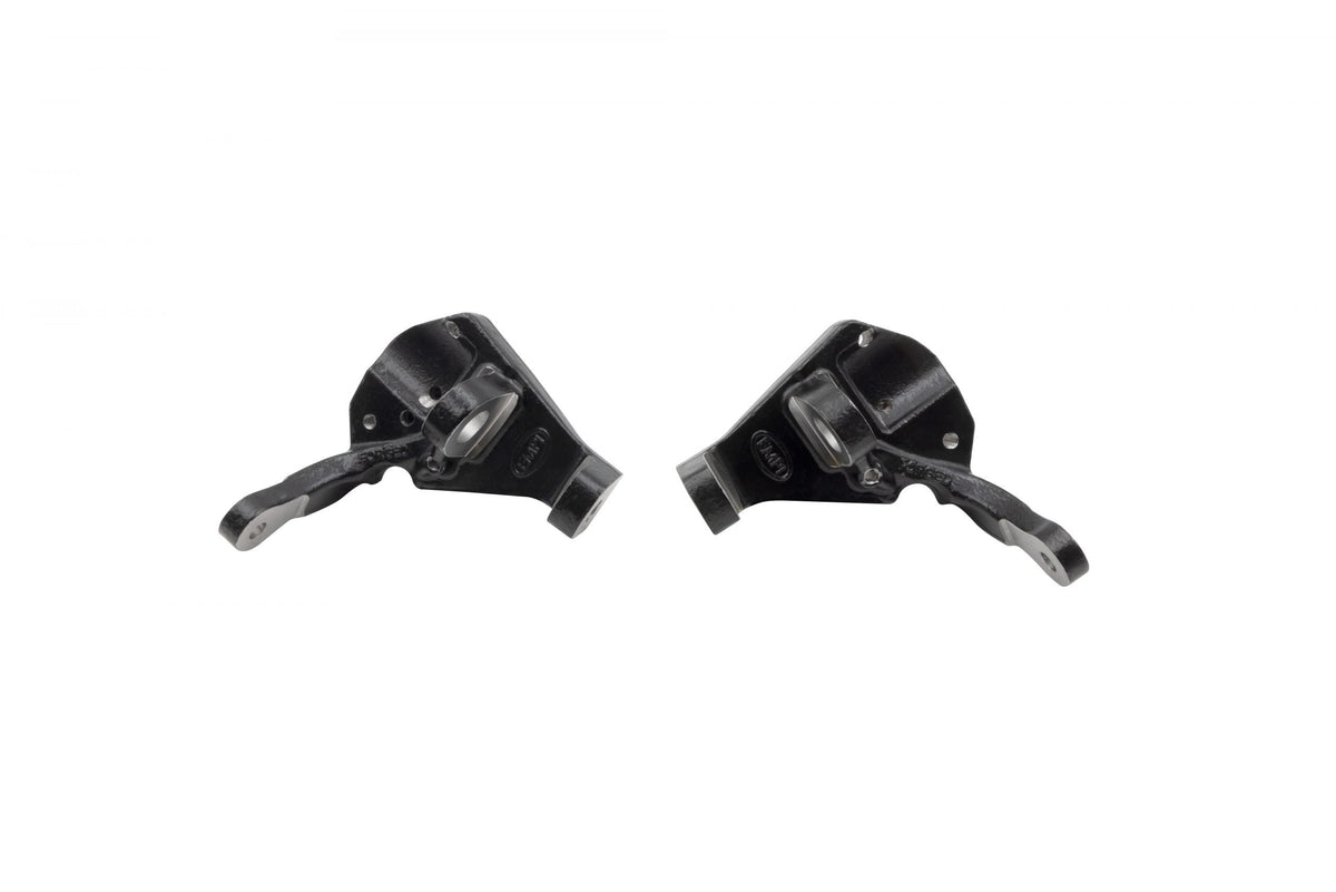 EMPI 22-3975-0 ball joint drum brake drop spindles, pair — EMPI manufacturer photo, back view