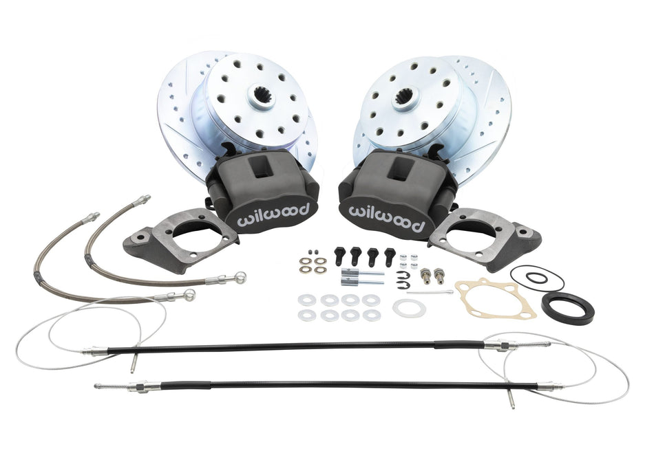 EMPI 22-6154-0 Wilwood rear disc brake kit with e-brake, drilled and slotted rotors, for VW Beetle and Ghia swing axle 1958-67