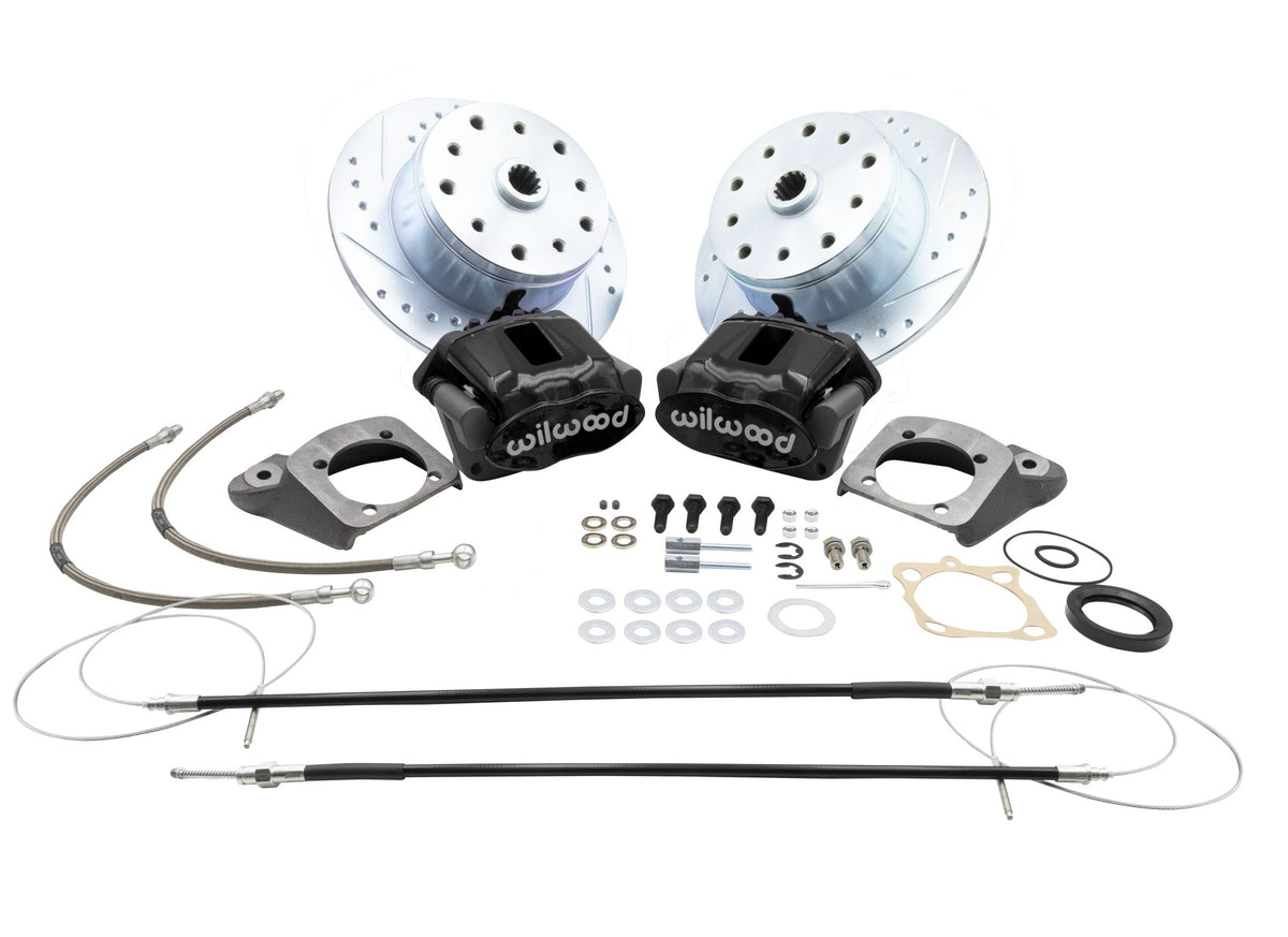 Wilwood Rear Disc Brake Kit with E-Brake - Swing Axle 5x130/5x4.75, Wilwood Black Caliper (22-6154-B)
