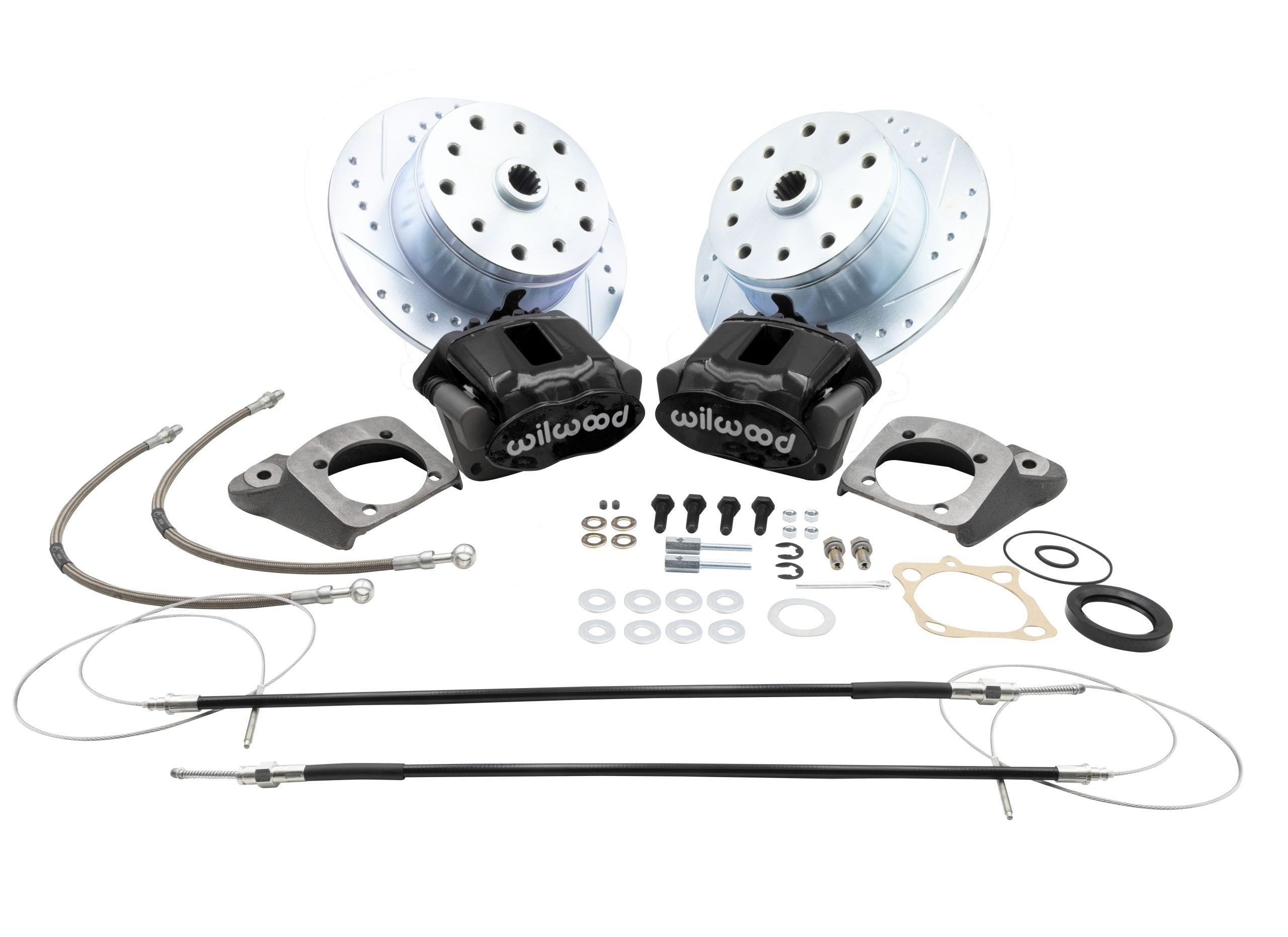 Wilwood Rear Disc Brake Kit 22-6154-B Swing Axle 5-lug 5x130 and 5x4.75 black caliper with emergency brake