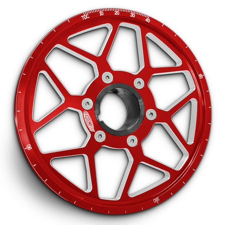CMI 6.75 inch 12-spoke billet crank pulley kit, red anodized, stock hub (2523)