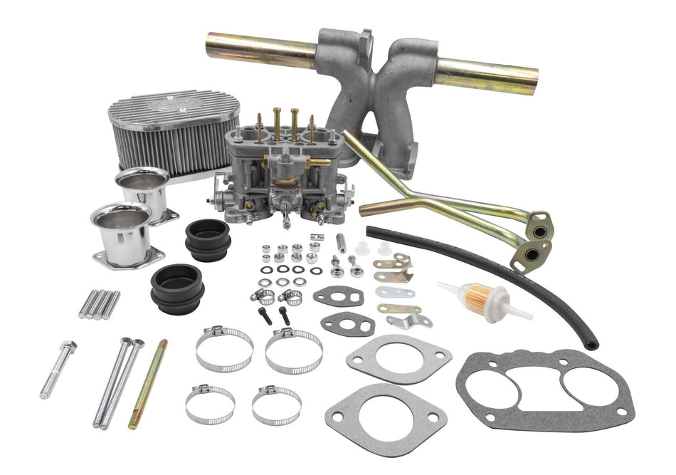 EMPI Deluxe 40mm HPMX single carburetor kit with billet air cleaners for VW Type 1 dual port (44-7315-0)