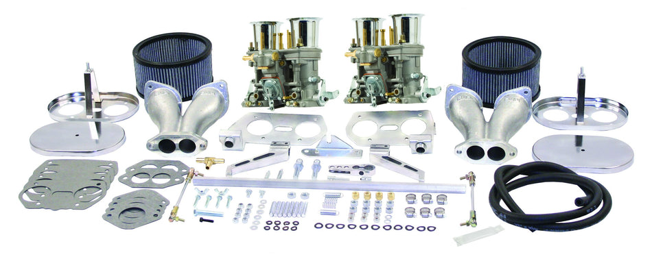 EMPI 44mm HPMX dual carburetor kit with chrome air cleaners, VW Type 1 (47-7319-0)