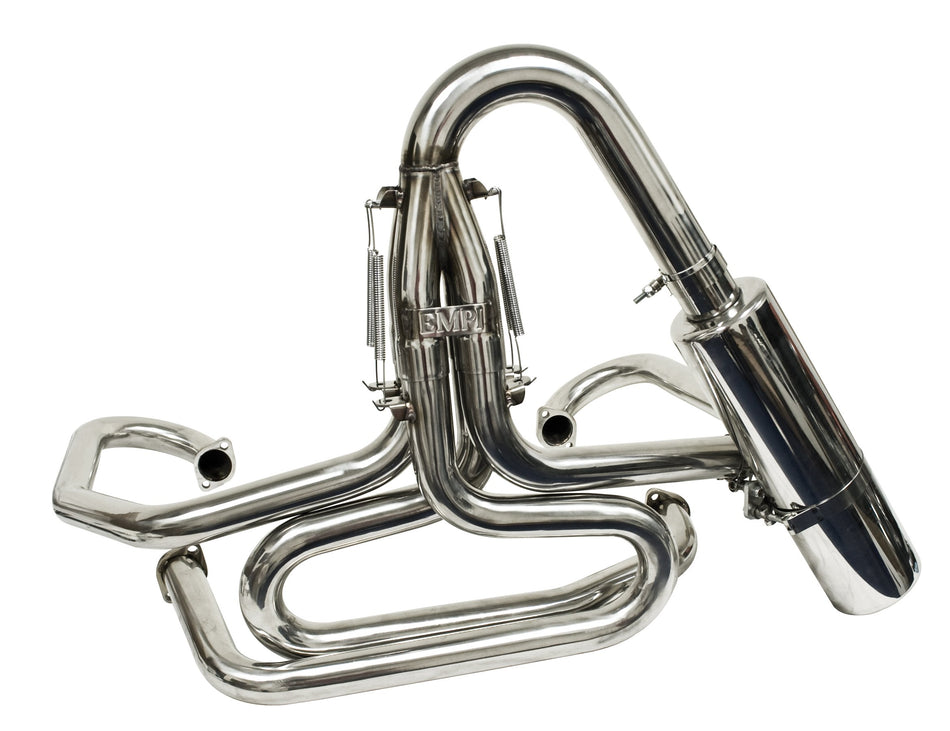 EMPI 56-3753-0 1-5/8 in stainless off-road exhaust with racing muffler for VW Type 1 1300-1600cc, full system